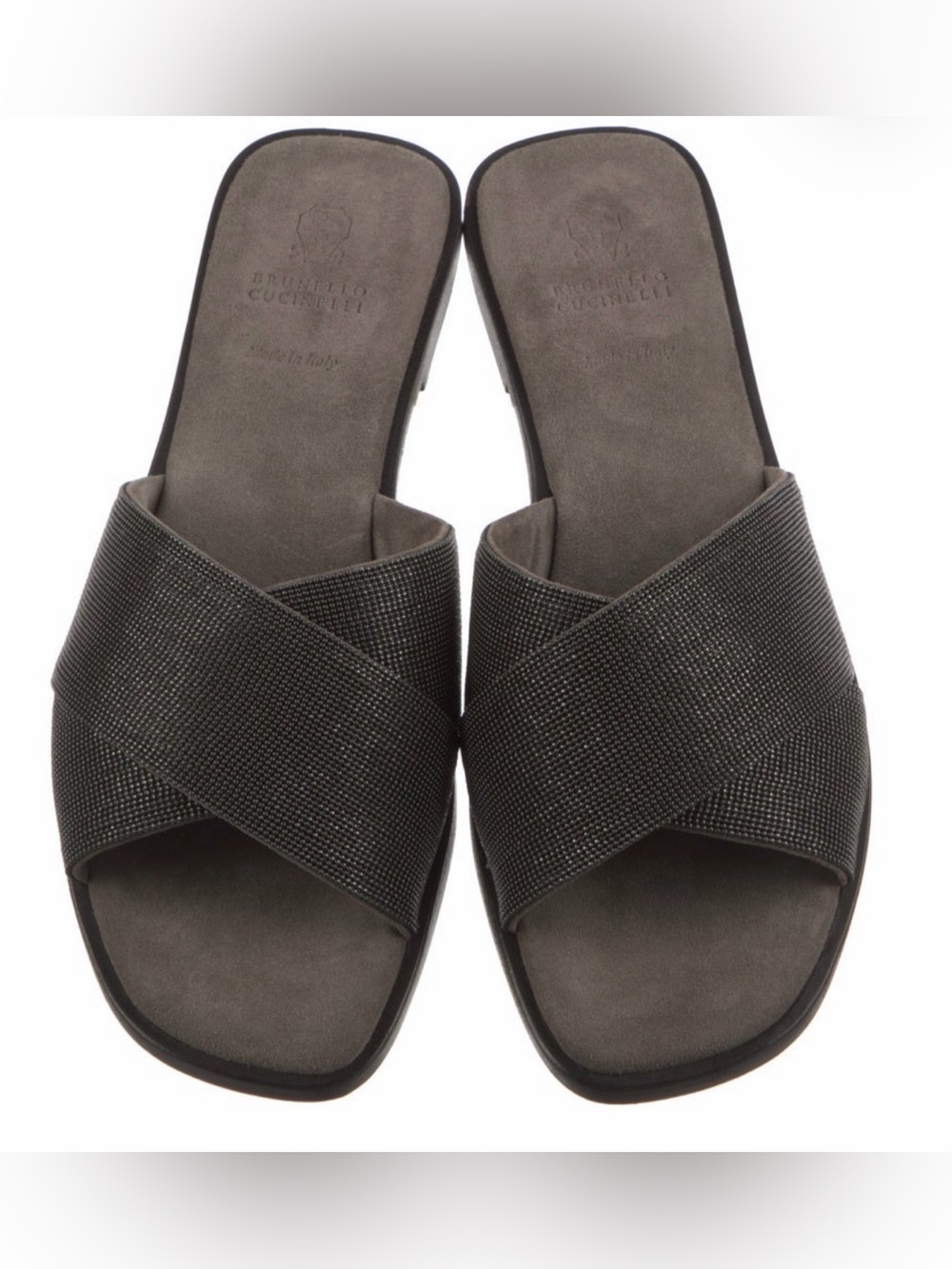 Brunello Cucinelli Women Monili Detail Crossover Straps Slides